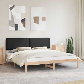 vidaXL Lovo rėmas su apmuštu galvūgaliu Juoda 200 x 200 cm