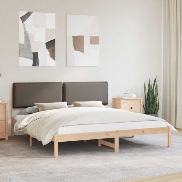 vidaXL Lovo rėmas su apmuštu galvūgaliu Taupe 200 x 200 cm