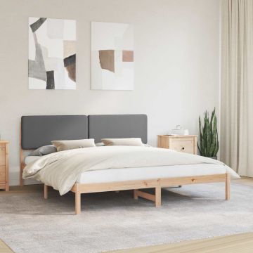 vidaXL Lovo rėmas su apmuštu galvūgaliu Tamsiai pilka 200 x 200 cm