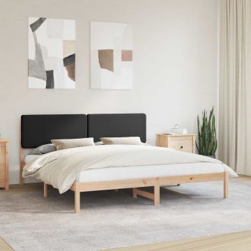 vidaXL Lovo rėmas su apmuštu galvūgaliu Juoda 200 x 200 cm