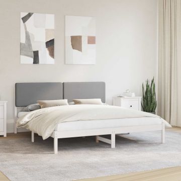 vidaXL Lovo rėmas su apmuštu galvūgaliu Šviesiai pilka 200 x 200 cm