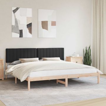 vidaXL Lovo rėmas su apmuštu galvūgaliu Juodas 200 x 200 cm