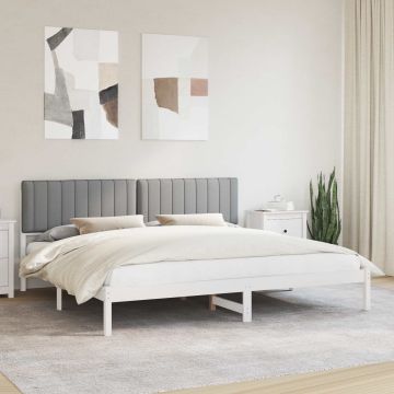 vidaXL Lovo rėmas su apmuštu galvūgaliu Šviesiai pilka 200 x 200 cm