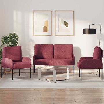 vidaXL Sofų komplektai 3 pcs Vyno raudona 115 x 56 x 80 cm fanera