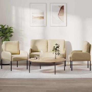 vidaXL Sofų komplektai 3 pcs Kreminė 115 x 56 x 80 cm fanera