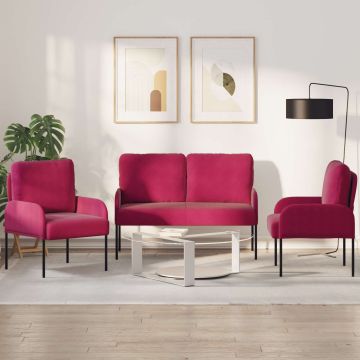 vidaXL Sofų komplektai 3 pcs Vyno raudona 115 x 56 x 80 cm fanera