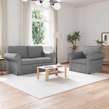 vidaXL Sofos komplektas 2 pcs Šviesiai pilka 155 x 82 x 80 cm audinys