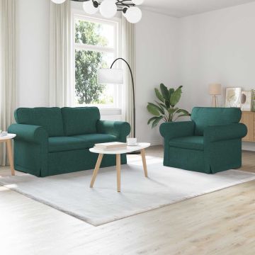vidaXL Sofos komplektas 2 pcs Tamsiai žalia 155 x 82 x 80 cm audinys