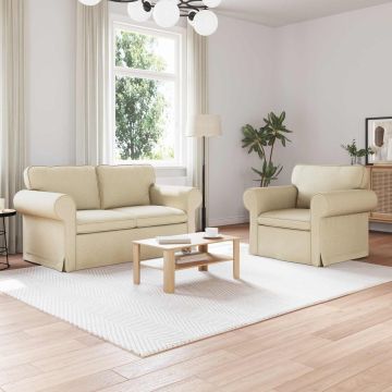 vidaXL Sofos komplektas 2 pcs Kreminė 155 x 82 x 80 cm audinys