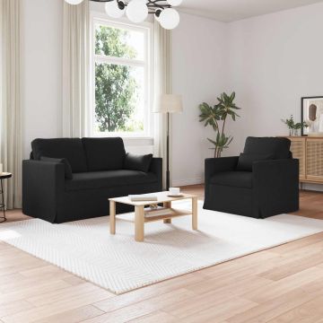 vidaXL Sofos komplektas 2 pcs Juoda 139 x 78 x 80 cm audinys