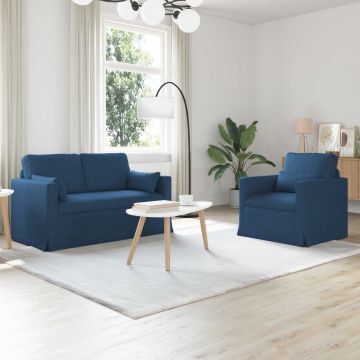 vidaXL Sofos komplektas 2 pcs Mėlyna 139 x 78 x 80 cm audinys