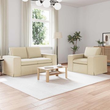 vidaXL Sofos komplektas 2 pcs Kreminė 182 x 80 x 82 cm audinys
