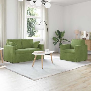 vidaXL Sofos komplektas 2 pcs Šviesiai žalia 138 x 78 x 80 cm Aksomas
