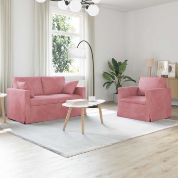 vidaXL Sofos komplektas 2 pcs Rožinė 138 x 78 x 80 cm Aksomas