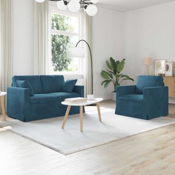 vidaXL Sofos komplektas 2 pcs Mėlyna 138 x 78 x 80 cm Aksomas