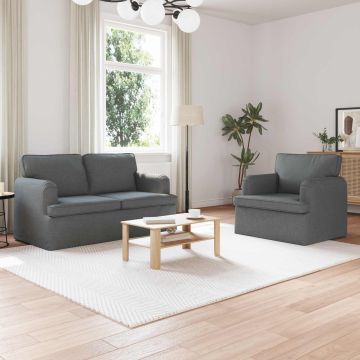 vidaXL Sofos komplektas 2 pcs Tamsiai pilka 144 x 80 x 85 cm audinys