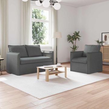 vidaXL Sofos komplektas 2 pcs Tamsiai pilka 196 x 82 x 85 cm audinys