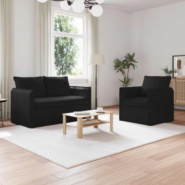 vidaXL Sofos komplektas 2 pcs Juoda 196 x 82 x 85 cm audinys