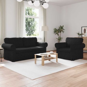 vidaXL Sofos komplektas 2 pcs Juoda 175 x 82 x 80 cm audinys