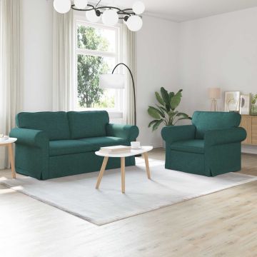 vidaXL Sofos komplektas 2 pcs Tamsiai žalia 175 x 82 x 80 cm audinys