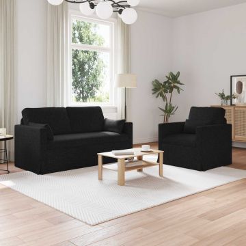 vidaXL Sofos komplektas 2 pcs Juoda 158 x 78 x 80 cm audinys