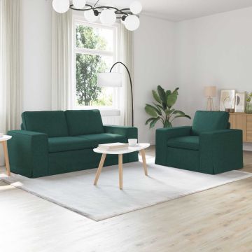 vidaXL Sofos komplektas 2 pcs Tamsiai žalia 182 x 80 x 82 cm audinys