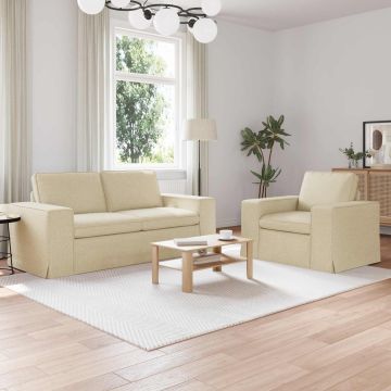 vidaXL Sofos komplektas 2 pcs Kreminė 182 x 80 x 82 cm audinys