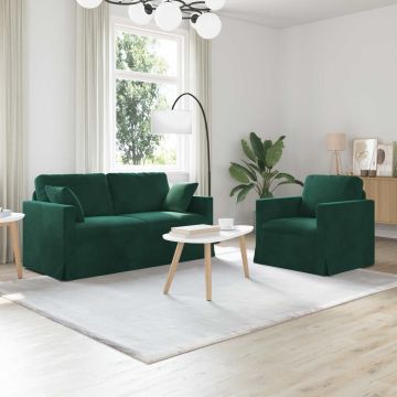 vidaXL Sofos komplektas 2 pcs Tamsiai žalia 158 x 78 x 80 cm Aksomas