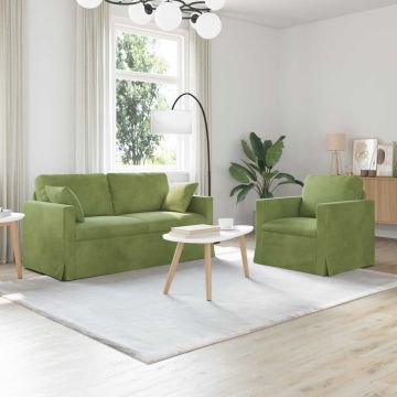 vidaXL Sofos komplektas 2 pcs Šviesiai žalia 158 x 78 x 80 cm Aksomas