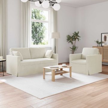 vidaXL Sofos komplektas 2 pcs Kreminė 158 x 78 x 80 cm Aksomas