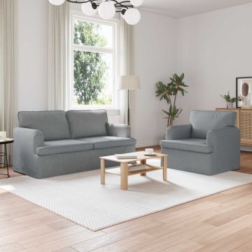 vidaXL Sofos komplektas 2 pcs Šviesiai pilka 162 x 80 x 85 cm audinys
