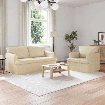 vidaXL Sofos komplektas 2 pcs Kreminė 162 x 80 x 85 cm audinys