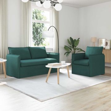 vidaXL Sofos komplektas 2 pcs Tamsiai žalia 196 x 82 x 85 cm audinys