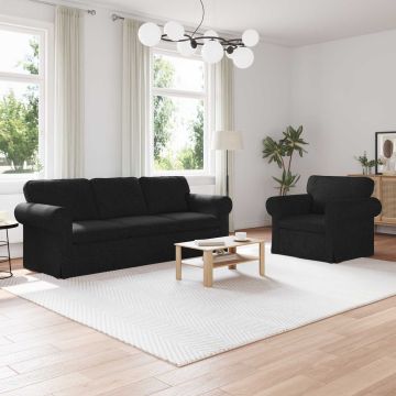 vidaXL Sofos komplektas 2 pcs Juoda 215 x 82 x 80 cm audinys