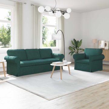 vidaXL Sofos komplektas 2 pcs Tamsiai žalia 215 x 82 x 80 cm audinys