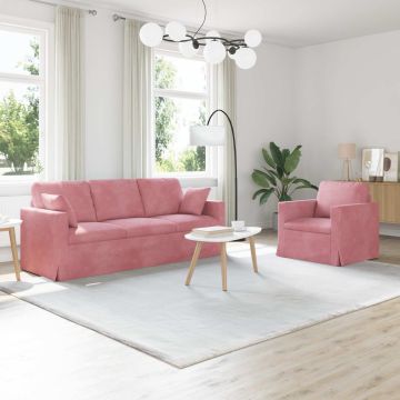 vidaXL Sofos komplektas 2 pcs Rožinė 198 x 78 x 80 cm Aksomas