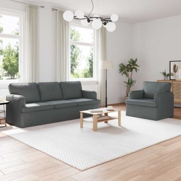 vidaXL Sofos komplektas 2 pcs Tamsiai pilka 144 x 80 x 85 cm audinys
