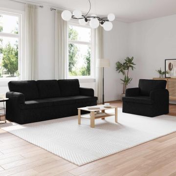 vidaXL Sofos komplektas 2 pcs Juoda 144 x 80 x 85 cm audinys