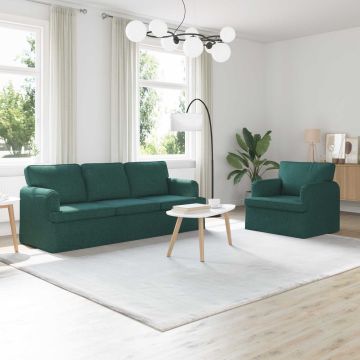 vidaXL Sofos komplektas 2 pcs Tamsiai žalia 144 x 80 x 85 cm audinys