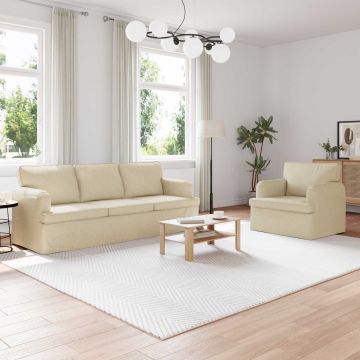 vidaXL Sofos komplektas 2 pcs Kreminė 144 x 80 x 85 cm audinys