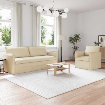 vidaXL Sofos komplektas 2 pcs Kreminė 196 x 82 x 85 cm audinys