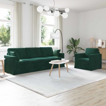 vidaXL Sofos komplektas 2 pcs Tamsiai žalia 228 x 78 x 80 cm Aksomas