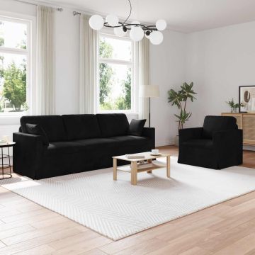 vidaXL Sofos komplektas 2 pcs Juoda 228 x 78 x 80 cm Aksomas