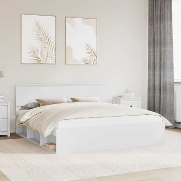 vidaXL Lovos rėmas su galvūgalio Balta 200 x 200 cm Apdirbta mediena