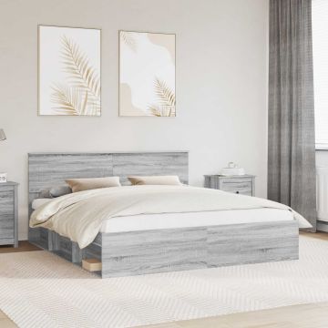 vidaXL Lovos rėmas Pilkas Sonoma 200 x 200 cm Apdirbta mediena