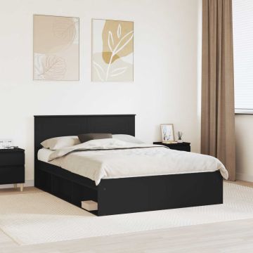 vidaXL Lovos rėmas su galvūgalio Juoda 160 x 200 cm Apdirbta mediena