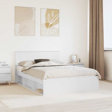 vidaXL Lovos rėmas su galvūgalio Balta 140 x 190 cm Apdirbta mediena