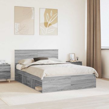 vidaXL Lovos rėmas Pilkas Sonoma 140 x 200 cm Apdirbta mediena