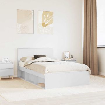 vidaXL Lovos rėmas su galvūgalio Balta 135 x 190 cm Apdirbta mediena