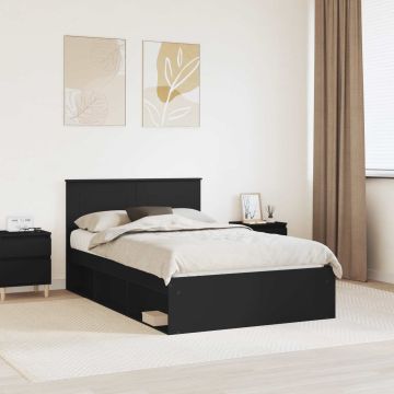 vidaXL Lovos rėmas su galvūgalio Juoda 135 x 190 cm Apdirbta mediena